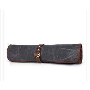 NEW Knife Roll Company Iris‎ Leather Chef Knife Roll Stress Grey 5 Slot